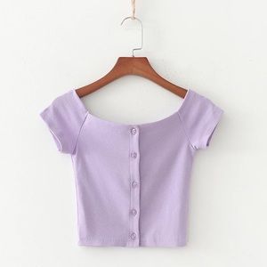 Short Sleep Button Down Crop Top